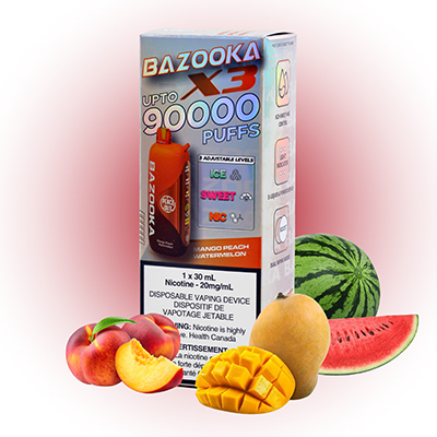 Mango Peach Watermelon Bazooka Vape X3 90K disposable 1 Mango Peach Watermelon Bazooka Vape X3 90K disposable