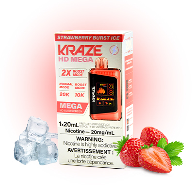 Strawberry Burst Ice Kraze HD Mega Disposable Vape 1 Strawberry Burst Ice Kraze HD Mega Disposable Vape