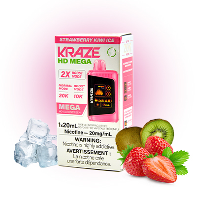Strawberry Kiwi Ice Kraze HD Mega Disposable Vape 1 Strawberry Kiwi Ice Kraze HD Mega Disposable Vape